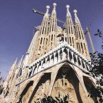 Stunning view of La Sagrada Familia's intricate facade and spires in Barcelona.
